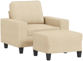 vidaXL Sessel mit Hocker Creme 60 cm Stoff 3201145