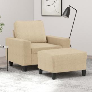 vidaXL Sessel mit Hocker Creme 60 cm Stoff 3201145