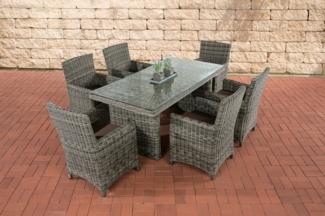 CLP Polyrattan Sitzgruppe Fontana,grau-meliert terrabraun