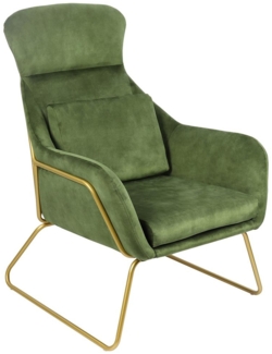 Relaxsessel aus Samtvelours Grün mit Metallgestell Messingfarben 73 x 80 x 102