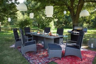Gartenhocker Keramo Dining , Rattan , Grau, Schwarz , 57 x 46 x 47 cm