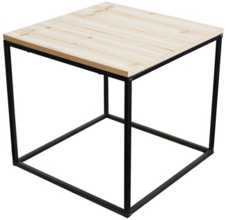 Metall Beistelltisch mit Holz Tischplatte - 39 x 39 x 36 cm - Couchtisch Sofatisch Tisch