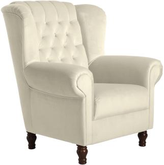 Ohrenbackensessel Katreen Bezug Samtvelours Buche nussbaum dunkel / creme 22814