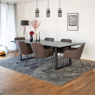 HOME DELUXE Essgruppe Eckig AVENCIA inkl. U-Fuß - 240 x 120 cm Dark Oak 6 Stühle