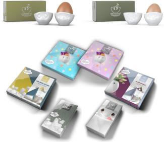 FIFTYEIGHT PRODUCTS Eierbecher Set 4-tlg. + Servietten - Eierbecher Weiß - 1 Set, (1-tlg)