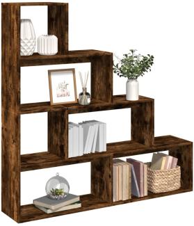 vidaXL Raumteiler-Bücherregal 4 Stufen Räuchereiche 143,5x29x143,5 cm 857998