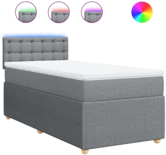 vidaXL Boxspringbett mit Matratze Hellgrau 90x190 cm Stoff 3289625