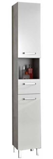Hochschrank Hamm / Hanau , Holzwerkstoff, Metall , Grau, Weiß , 30 x 196 x 33 cm