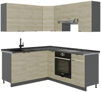 Eckküche Fame-Line Eiche Paneel/Anthrazit 190 x 60 cm , AP Anthrazit Vicco