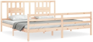 vidaXL Massivholzbett mit Kopfteil 200x200 cm 3194591