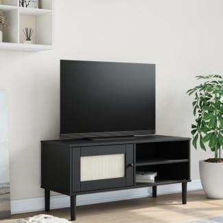 vidaXL TV-Schrank SENJA Rattan-Optik Schwarz 106x40x49 cm Kiefernholz 358042