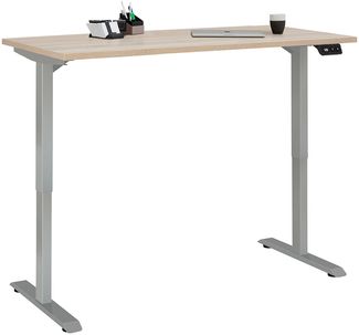 Schreibtisch >e-desk< in Eiche/alu- 160x72x80 (B/H/T) elektrisch verstellbar