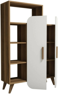 Dmora Kommode Tormalina, Wohnzimmerbuffet, Wohnzimmer-Sideboard, Moderne Küchen-Speisekammer, 90x32h132 cm, Walnuss und Weiß