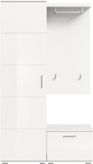 INOSIGN Garderoben-Set Valge, Breite 110 cm, 3-teiliges Set, bestehend aus:, (3-St), Garderobenschrank, Sitzbank und Garderobenpaneel