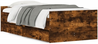vidaXL Bett mit Schubladen Räuchereiche 75x190 cm 3207389