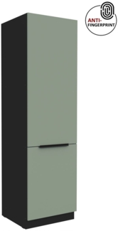 Küchen Hochschrank 60 cm Küche ARIA Aquamarin ultra matt + Schwarz matt, hochwertige Fronten mit Anti Fingerprint Beschichtung, Soft-Close Küchenzeile Küchenblock