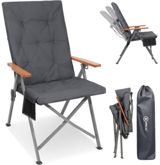 HOMECALL Campingstuhl Faltbar Hochlehner Luxus Klappstuhl mit 4,5cm Dicke Gepolstert (150kg Belastbar mit 3 Positionen Verstellbar Angelstuhl, 1 St), für Garten Balkon Wohnmobil