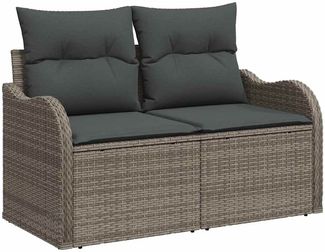 vidaXL Gartensofa mit Kissen Grau 121 x 62 x 69cm Poly-Rattan 42006724