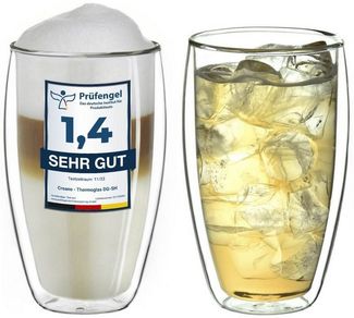 Creano Teeglas Doppelwandiges Thermoglas 400ml „DG-SH“, Borosilikatglas, 2 Gläser