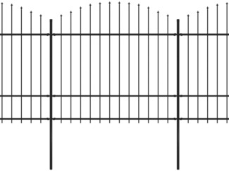 vidaXL Gartenzaun mit Speerspitze Stahl 1426 x 175 cm Schwarz 277746