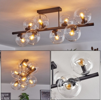 hofstein Deckenleuchte Deckenlampe aus Metall/Glas in Schwarz/Klar, ohne Leuchtmittel, Leuchte im Retro/Vintage-Design, Glasschirme (15 cm), 8 x E14