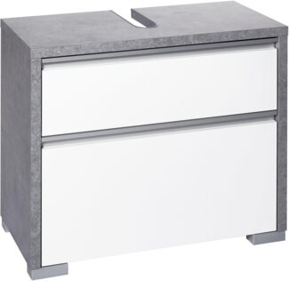 Schildmeyer Bello Waschbeckenunterschrank 140901, Steingrau / Weiß Glanz, 67 / 33 / 57 cm