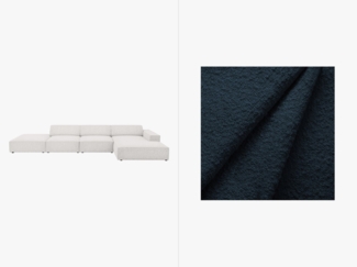 Micadoni Ecksofa Jodie 5-Sitzer Rechts Boucle Baloo Dunkelblau