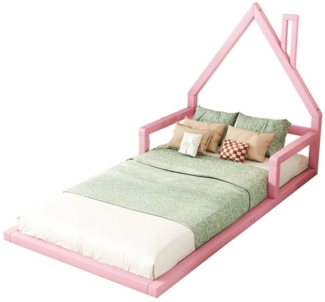 OKWISH Kinderbett Einzelbett Flachbett Hausbett (Hausform, Kiefer massiv, einfache Form, 90x200 cm), ohne Matratze