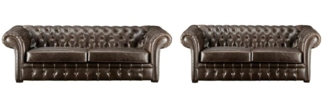 Vente-unique - Chesterfield Garnitur 3+2 - Vintage Leder - Braun - CLOTAIRE