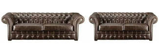 Vente-unique - Chesterfield Garnitur 3+2 - Vintage Leder - Braun - CLOTAIRE