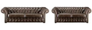 Vente-unique - Chesterfield Garnitur 3+2 - Vintage Leder - Braun - CLOTAIRE