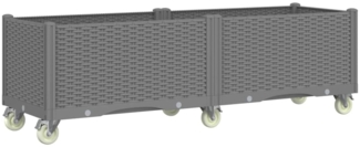 vidaXL Pflanzkasten mit Rollen Hellgrau 160x50x54 cm PP 367984