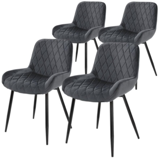 ML-DESIGN Stuhl Esszimmerstuhl mit Rücken- und Armlehnen, Metallbeine Küchenstuhl (4 St), Wohnzimmerstuhl Anthrazit, Samt Sitzfläche Polsterstuhl Esstischstuhl