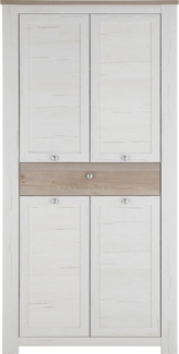 Schuhschrank Bruneck / Brixen, Holzwerkstoff, Weiß, Holzfarben, 98 x 195 x 38 cm