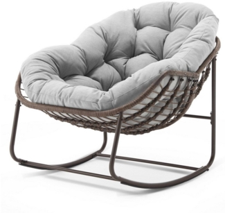 Yorbay Schaukelsessel Wohnzimmer, Rattanstuhl (mit Metallgestell & Kissen, Relaxstuhl)