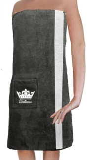 JEMIDI Duschtuch Saunakilt Damen M-XXL, Baumwolle Frottee, anthrazit/weiß, (1-St)
