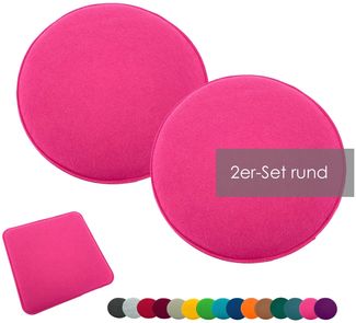 heimtexland ® Sitzkissen Set Filz Stuhlkissen Stuhlauflage Filzkissen Stuhl Polster Kissen Typ631 2er Set 35 cm Rund Pink