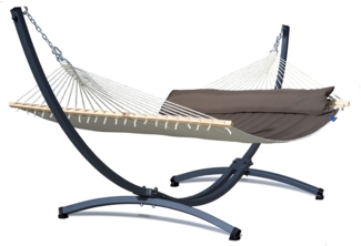 Potenza Panama Stabhängematte mit Grande Gestell bis 220kg I Hängematte- 210x140, 200kg I Braun