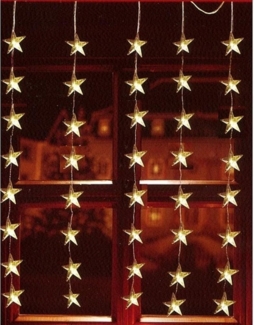 LED-Vorhang 1 x 1,2 m, 5 Stränge x 8 Stern-Ornamente IP44 Außenadapter