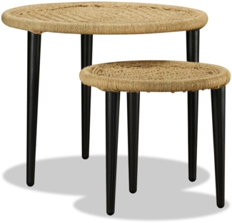 Couchtisch-Set, Sofatisch 2-tlg. Naturjute