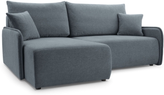 Selsey 'Netarro' Ecksofa mit Schlaffunktion, Bettkasten und Chenille-Bezug, dunkelgrau, links