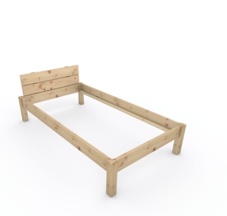 Pfostenbett "metallarm" Zirbe Holzbett "Daybett" 100 x 190cm 38cm Einzelbett
