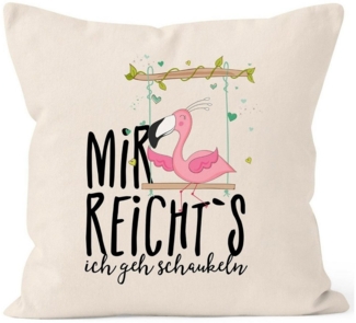 MoonWorks Dekokissen Kissen-Bezug Flamingo Mir reichts ich geh schaukeln Sprüche Spruch Kissen-Hülle Deko-Kissen Baumwolle MoonWorks®