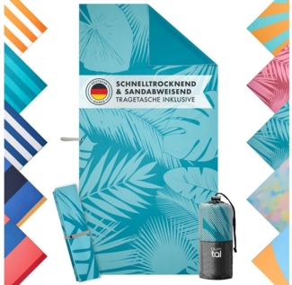 Blumtal Reisehandtuch Strandhandtuch 90x180 cm aus Mikrofaser - kompakt & schnelltrocknend, sandfrei mit Band - Mikrofaser Handtuch groß mit Wellen-Muster
