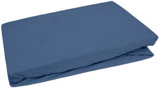 Bettwaesche-mit-Stil Jersey Spannbettlaken jeans blau 90 – 100 x200cm Höhe bis 20cm