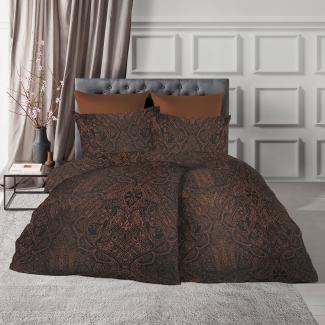 Fleuresse Black Premium Mako-Brokat-Damast Bettwäsche mit Uni Wendeseite 484313 messing Größe: 200x220 cm