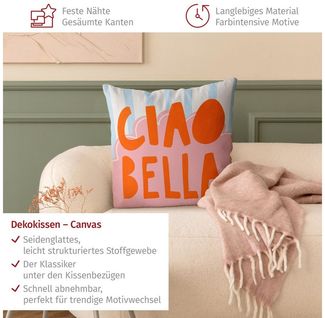 Bilderdepot24 Dekokissen drinnen Kissenhülle/ Sofakissen/ Zierkissen Kissenhülle orange Buchsta, Bezug mit / ohne Füllung Zierkissen Outdoor Sofa Bett