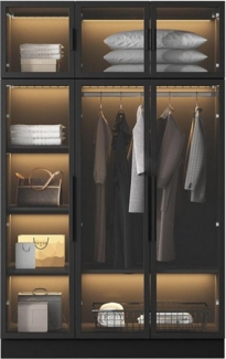FUFU&GAGA Kleiderschrank mit Glastüren und Beleuchtung 190 cm