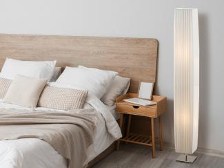 Stehlampe Wohnzimmer Stehleuchte Textilschirm weiß Standfuss silber 24662