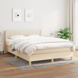 Boxspringbett mit Matratze Stoff Creme 140 x 200 cm